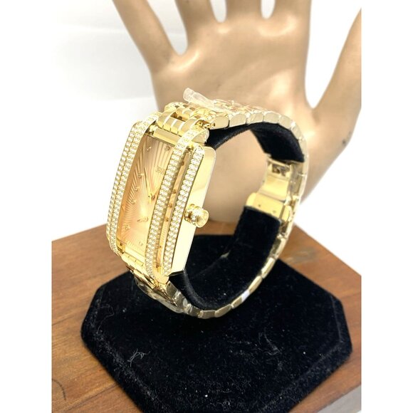 JBW Women's Watch J6358B Mink Swiss Quartz Gold Dial Rectangle Crystals Steel - Picture 2 of 14